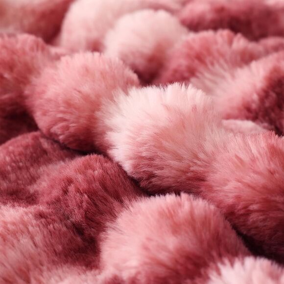 Faux Fur Throw Blanket, Soft Cozy Plush Fleece Twin (60" x 80") Tie Dye magenta - Picture 5 of 5